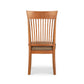 A Vermont Woods Studios Contemporary Shaker Side Chair 6-Piece Set - Clearance with vertical slats and a natural cherry fabric seat cushion against a white background.