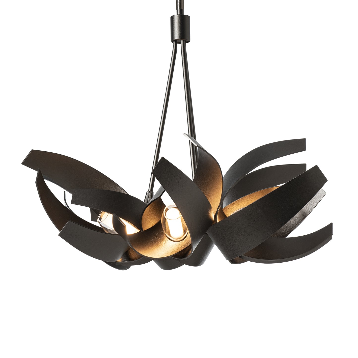 A Corona pendant from Hubbardton Forge with a black and gold design.