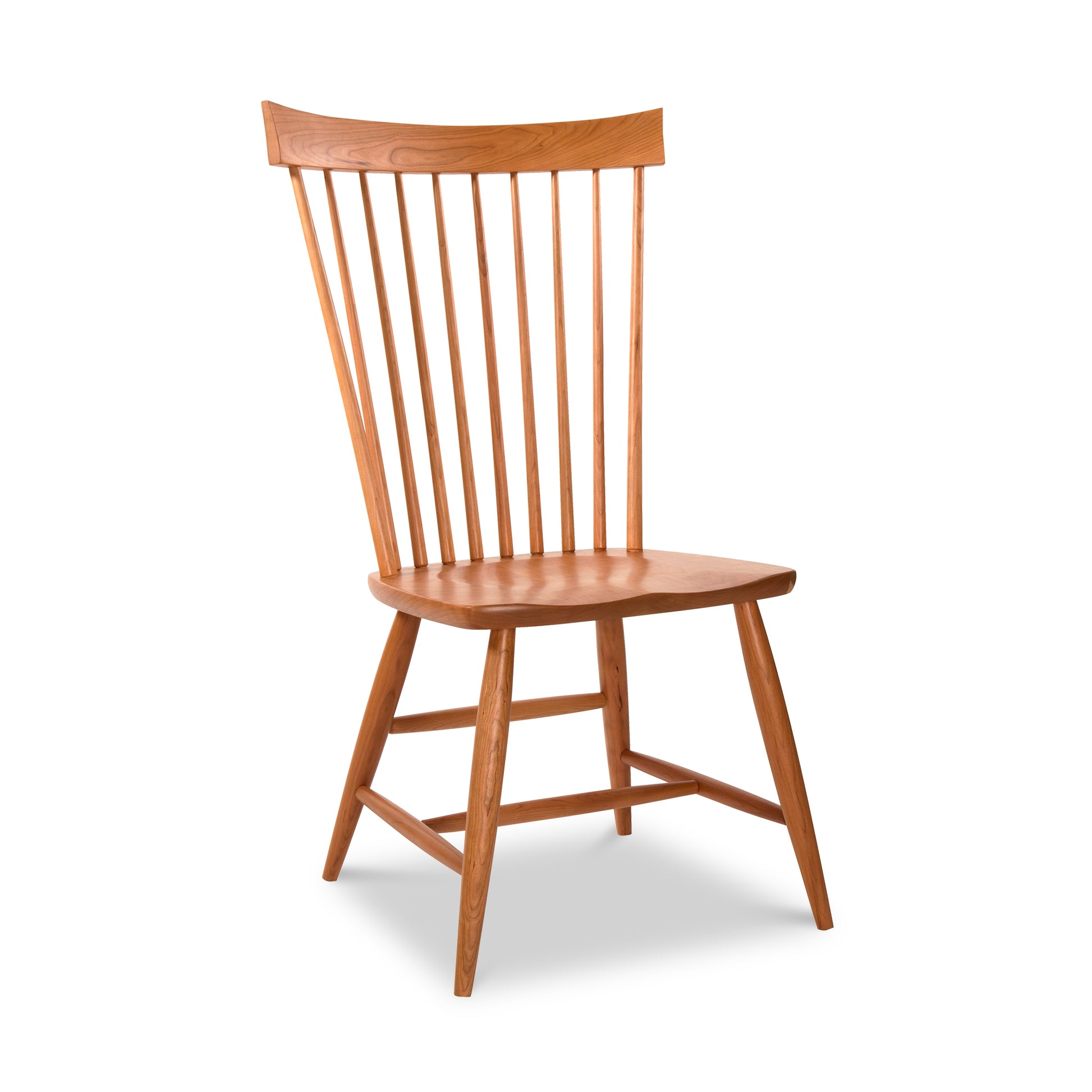 A wooden chair with a wooden seat.