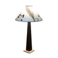 Dance of Life Table Lamp by Rock River Studio with handcrafted abstract cone-shaped shade, showcasing artisan woodwork and unique design.