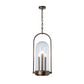 Davis Outdoor Lantern by Hubbardton Forge with bronze finish, clear seeded glass dome, and three exposed bulbs, showcasing elegant American-made craftsmanship.