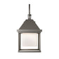 Dorset Medium Dark Sky Friendly Outdoor Sconce by Hubbardton Forge with modern matte black frame and frosted square glass shade, showcasing elegant and contemporary outdoor lighting design.
