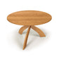 Entwine Round Solid Top Table by Copeland Furniture with cherry wood finish and three curved legs, American made and expertly crafted.