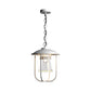 Erlenmeyer Outdoor Pendant by Hubbardton Forge showcases premium American craftsmanship with a white industrial look, metal cage, and glass shade.