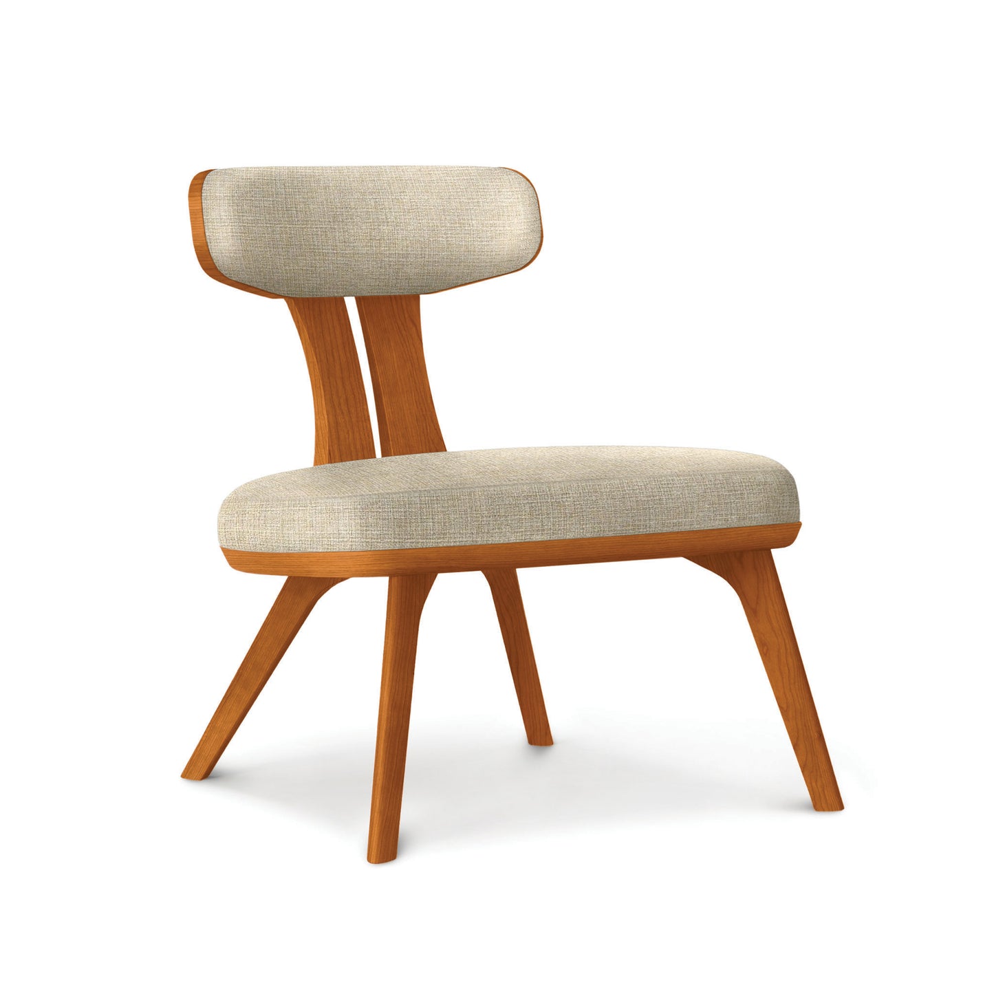 Estelle Lounge Chair by Copeland Furniture features angled hardwood legs and plush upholstered seat and back in a mid-century modern design.