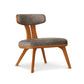 Copeland Furniture Estelle Lounge Chair with angled legs, curved backrest, and gray upholstered seat in classic mid-century modern design.