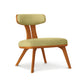 Estelle Lounge Chair by Copeland Furniture features mid-century modern design, American hardwood frame, green upholstered seat, and angled legs.