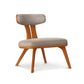 Copeland Furniture Estelle Lounge Chair in solid hardwood with angled legs and gray upholstered seat and back, mid-century modern design.