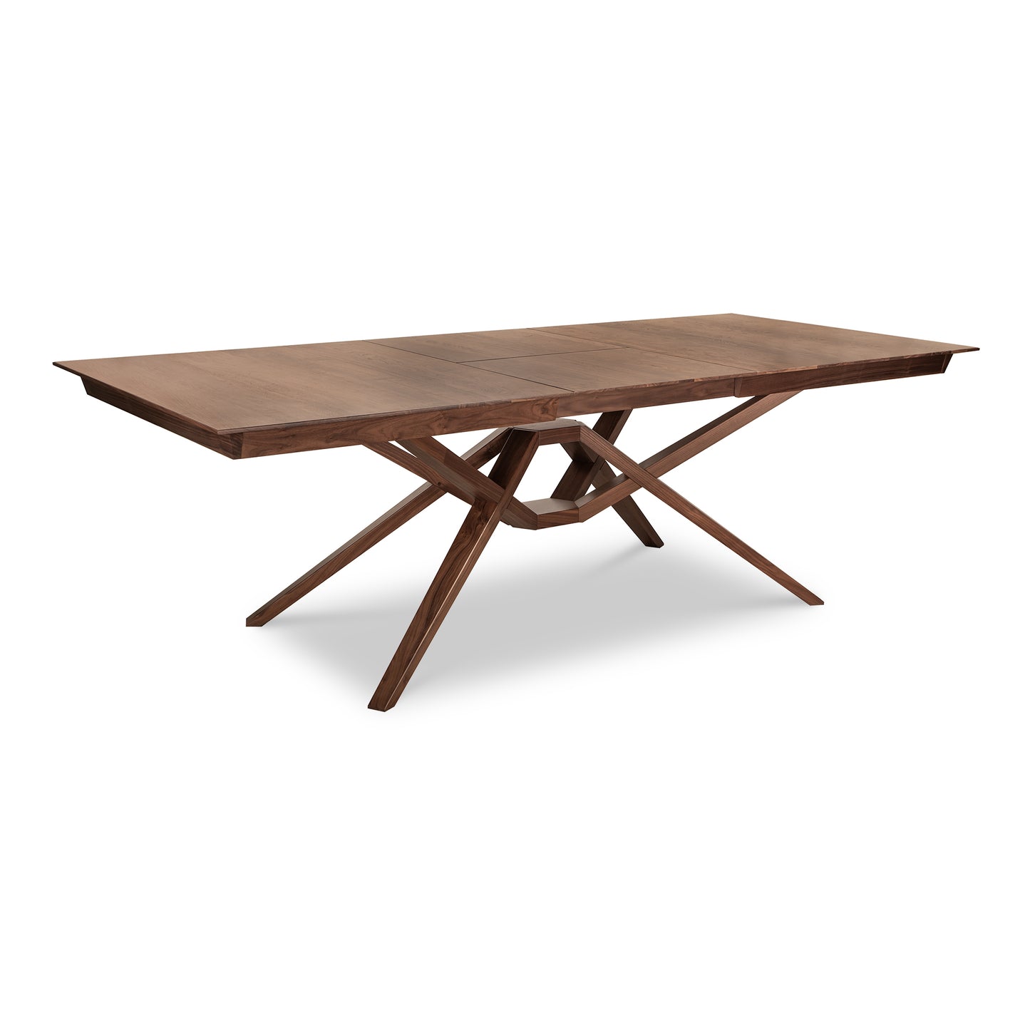 Exeter Extension Dining Table by Copeland with rectangular top and distinctive geometric base.