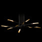 Hubbardton Forge Flight 10-Light Pendant with hand-forged steel rods and gold-tipped bulbs, a statement piece of fine American made furniture design.