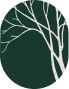 A white circle with a tree in the middle.