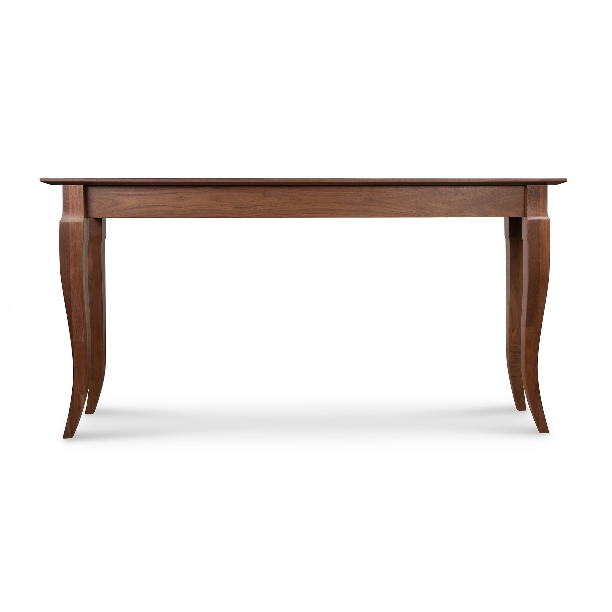 French Country Sofa Table by Lyndon Furniture, handcrafted in solid wood with a rectangular top and four elegant curved legs.