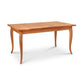 Lyndon Furniture French Country Solid Top Dining Table, handcrafted in Vermont from sustainable hardwoods with graceful curved legs.