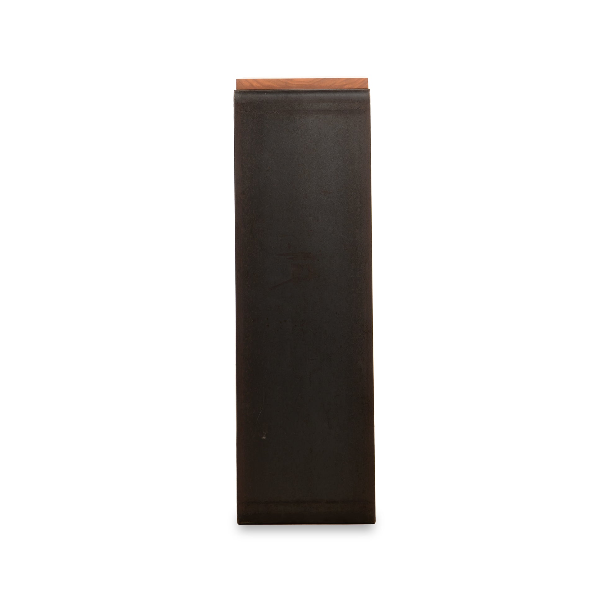 Vermont Woods Studios G Table with a dark wood front and slim light accent on top, highlighting its sleek, modern design.