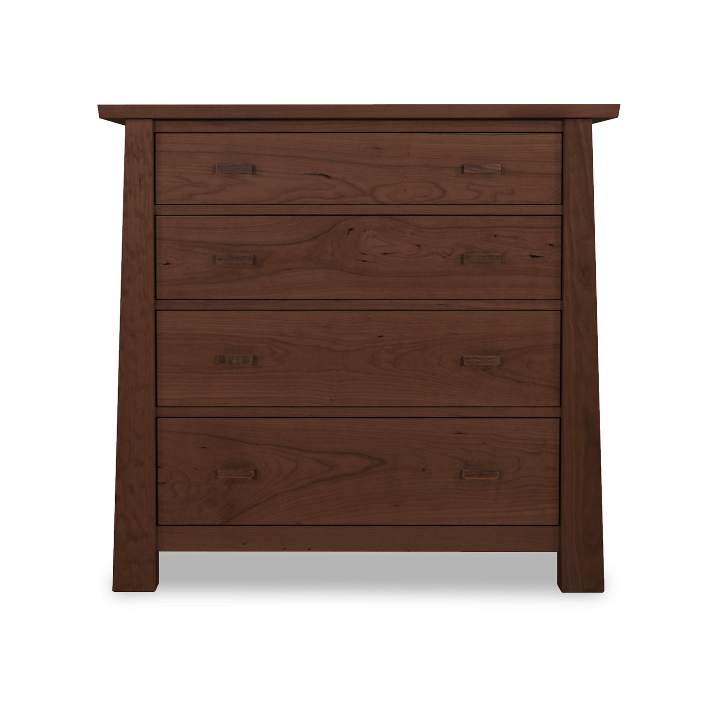 A Gamble 4-Drawer Chest by Maple Corner Woodworks in a dark brown color.