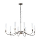 Hubbardton Forge's Grace 8-Arm Chandelier, adorned with six lights and a clear glass shade.