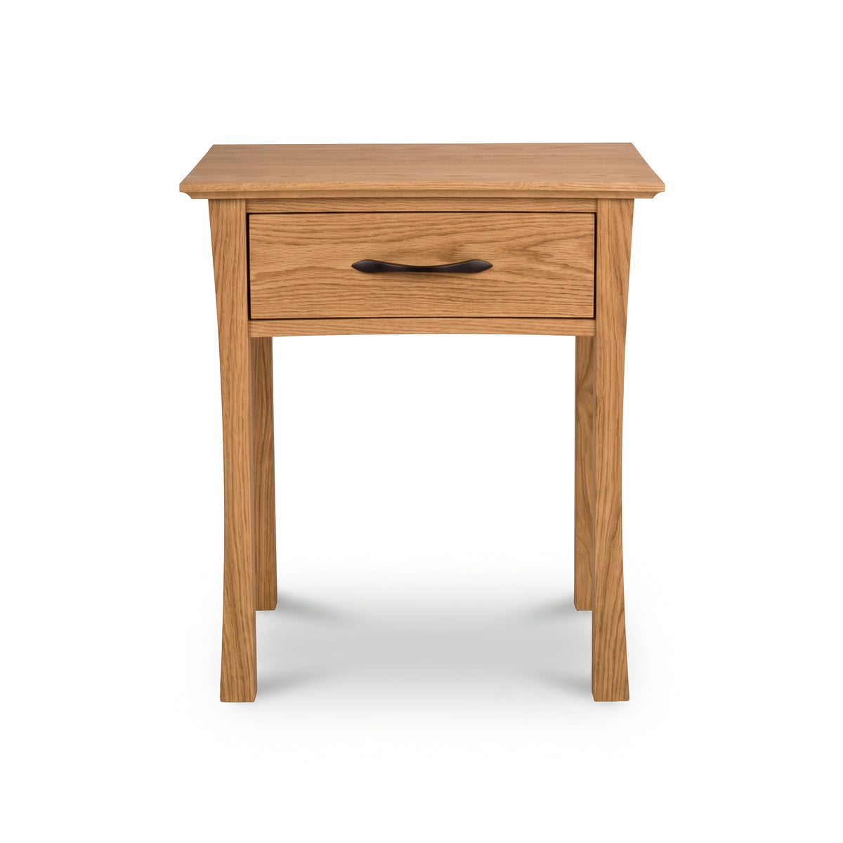 Lyndon Furniture Green Mountain 1-Drawer Nightstand with dark metal handle and four straight legs.