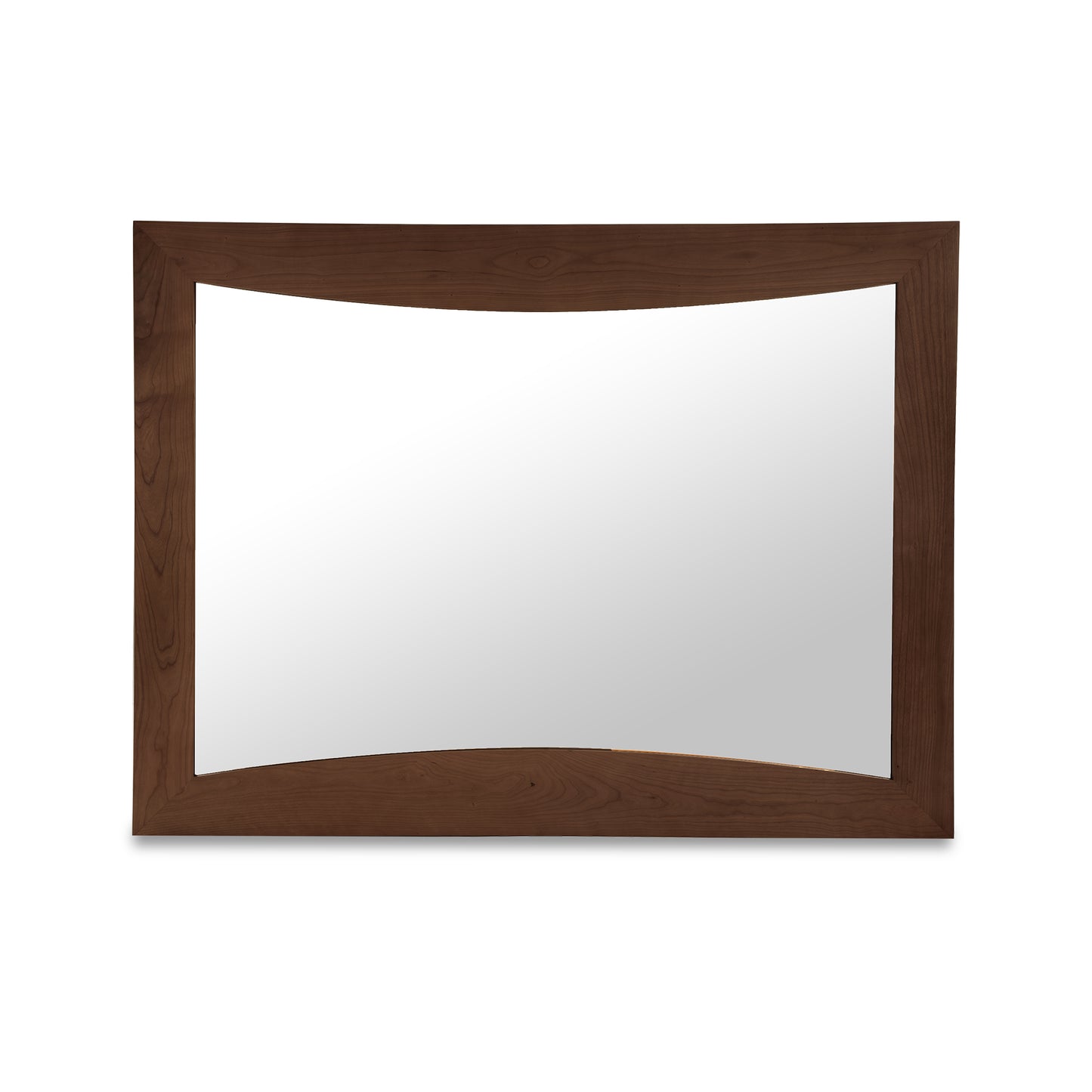 A Green Mountain Mirror with a brown frame on a white background by Lyndon Furniture.