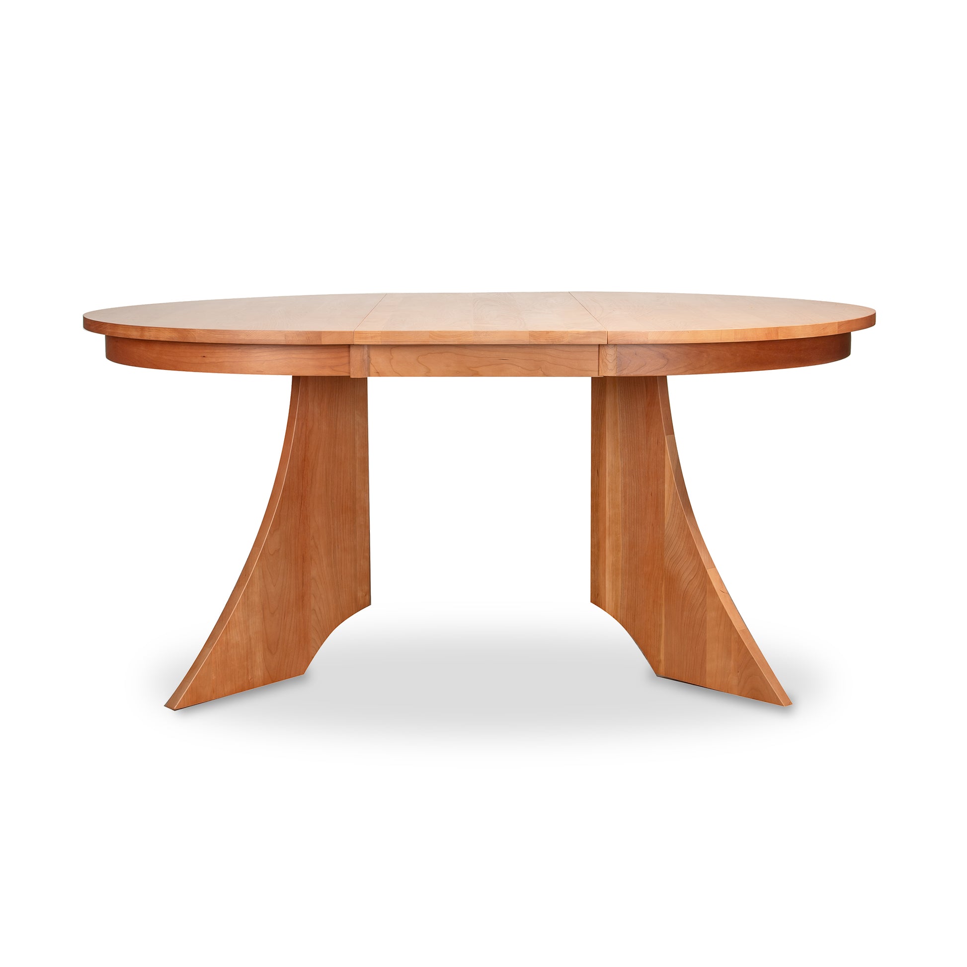Hampton Split Pedestal Extension Table by Lyndon Furniture with a smooth solid wood top and elegant curved legs, crafted in Vermont.