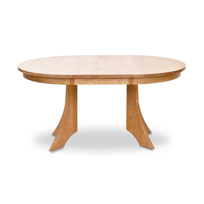 Lyndon Furniture Hampton Split Pedestal Extension Table with oval top and elegant curved legs, handcrafted in solid wood.