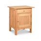 Vermont Furniture Designs Heartwood Shaker 1-Drawer Nightstand with Door, solid wood with a drawer and cabinet door, isolated on a white background, featuring an eco-friendly oil finish.
