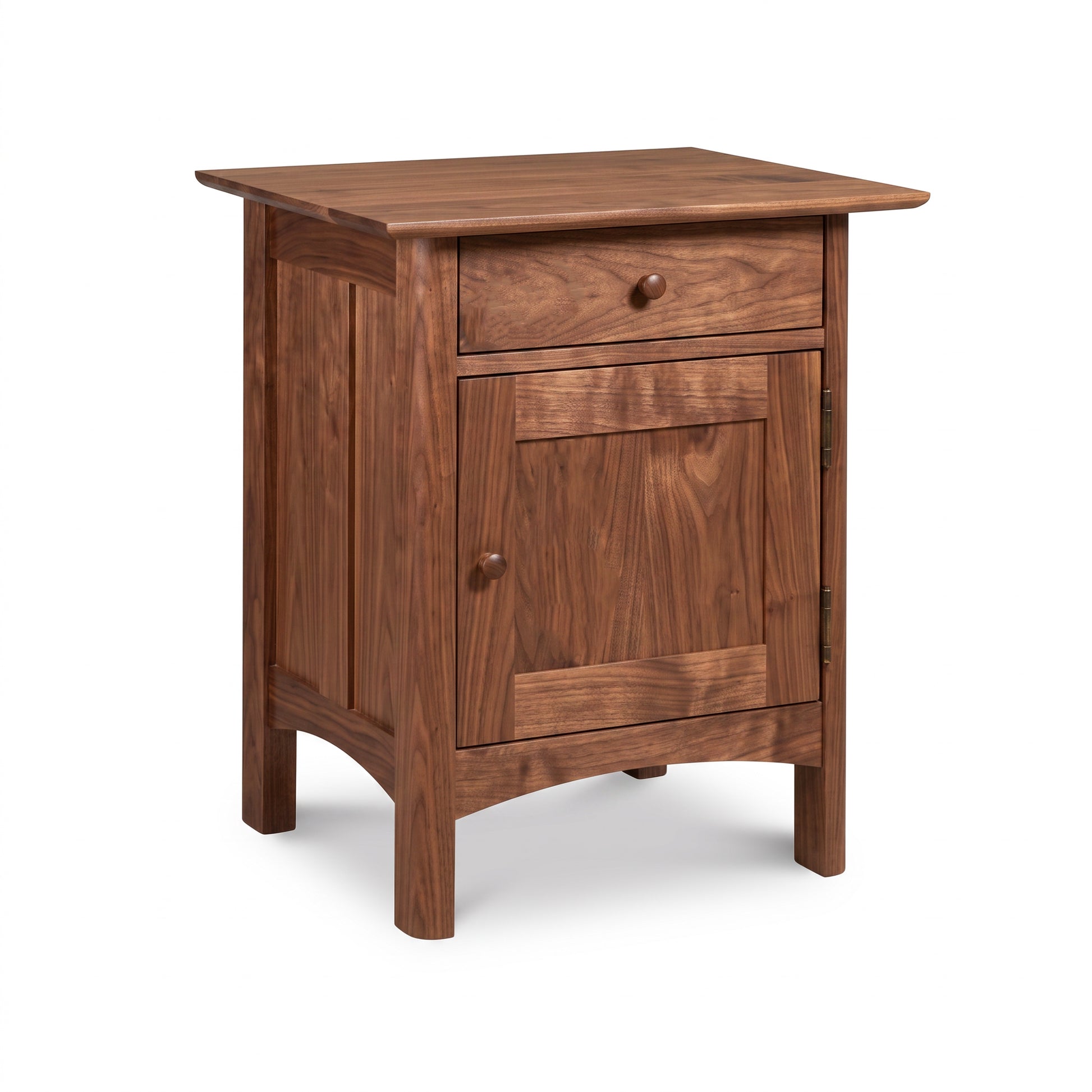 Heartwood Shaker 1-Drawer Nightstand with Door, handcrafted from solid wood by Vermont Furniture Designs. American-made quality furniture.