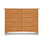 Solid wood dresser with ten drawers and round knobs, from the Heartwood Shaker Collection by Vermont Furniture Designs.