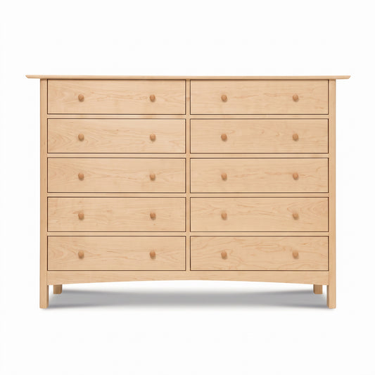 Heartwood Shaker 10-Drawer Dresser by Vermont Furniture Designs, expertly handcrafted in solid wood with a classic Shaker style.