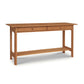 Heartwood Shaker 2-Drawer Console Table crafted from solid wood with two drawers and an open lower shelf, showcasing fine American craftsmanship.