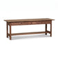 Heartwood Shaker 2-Drawer Coffee Table by Vermont Furniture Designs, crafted in solid wood, highlighting quality American craftsmanship.