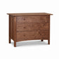 Heartwood Shaker 3-Drawer Chest by Vermont Furniture Designs, handcrafted in solid wood with round knobs, emphasizing quality American craftsmanship.
