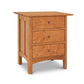 Solid wood Heartwood Shaker 3-Drawer Nightstand with clean lines and three spacious drawers, handcrafted by Vermont Furniture Designs.