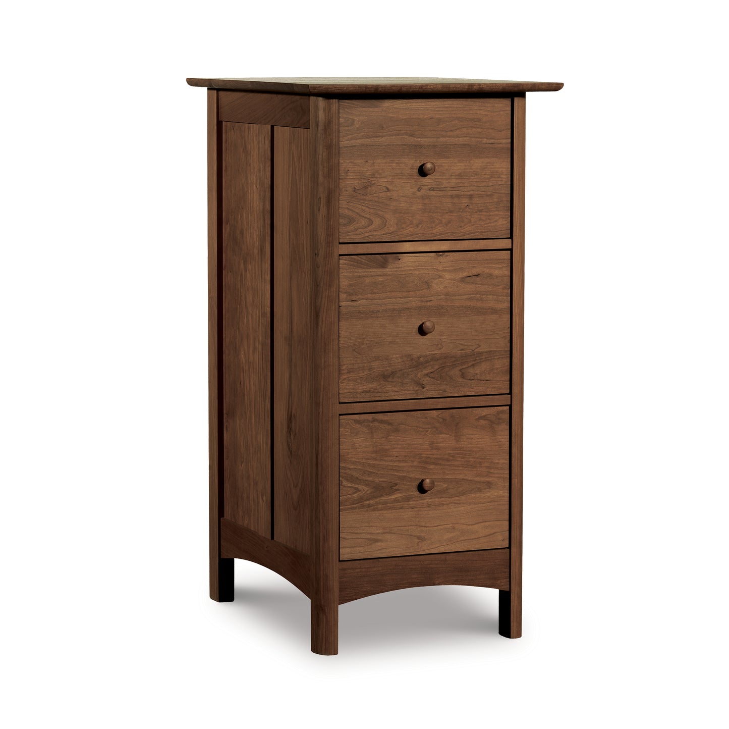 A Heartwood Shaker 3-Drawer Vertical File Cabinet from Vermont Furniture Designs on a white background.