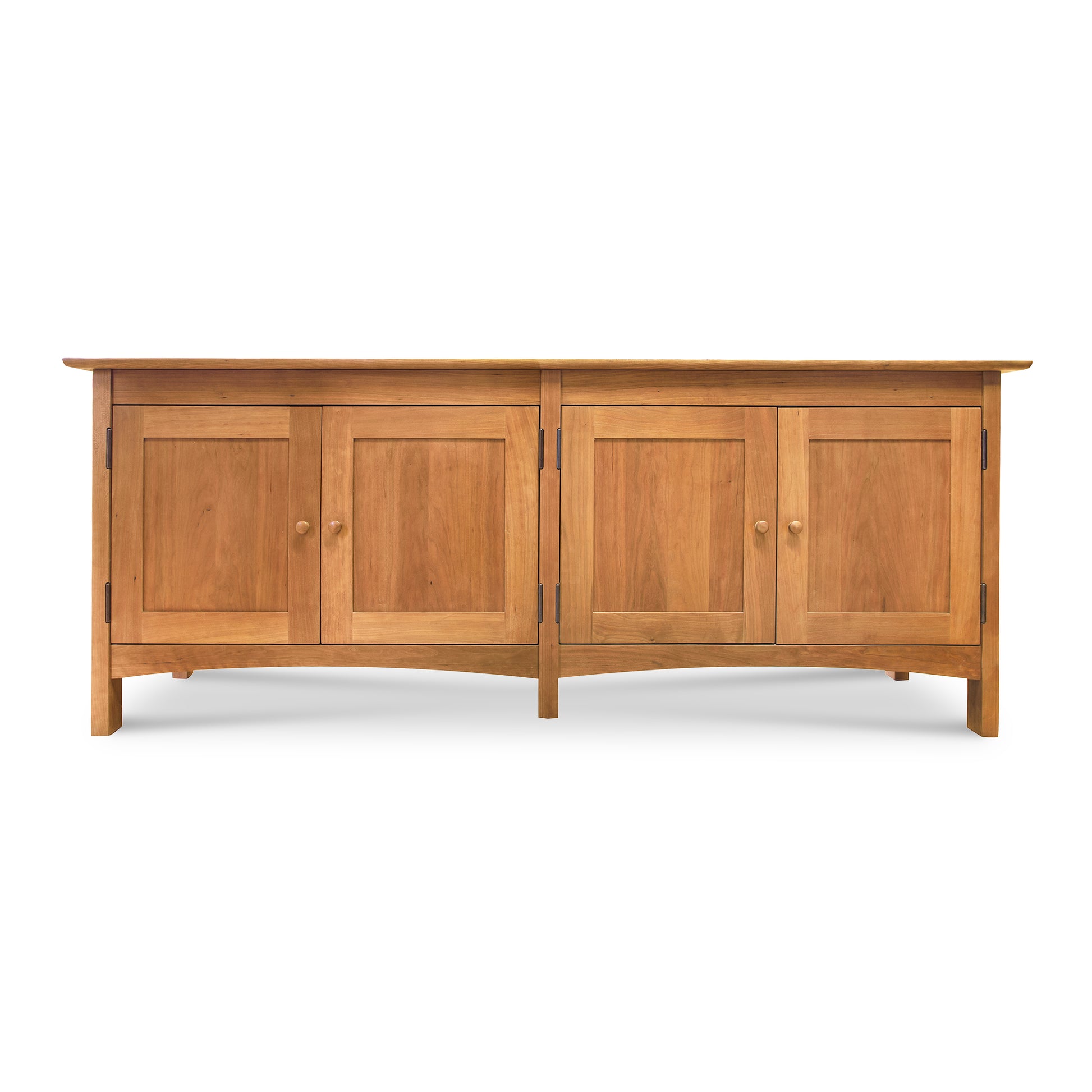 Heartwood Shaker 4-Door Console Bookcase, crafted from wood with eco-friendly oil finish and sturdy four-leg design by Vermont Furniture Designs.
