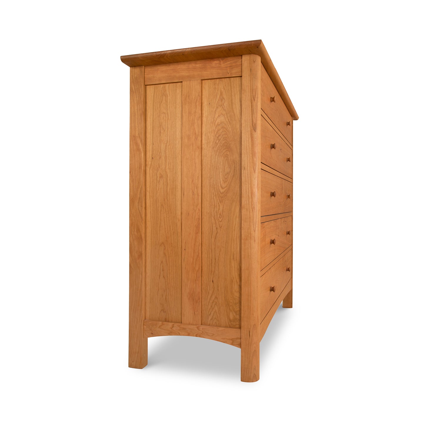 A Vermont Furniture Designs Heartwood Shaker 5-Drawer Chest, made of heartwood shaker, set against a white background.