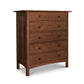 A Vermont Furniture Designs Heartwood Shaker 5-Drawer Chest in a contemporary bedroom setting.