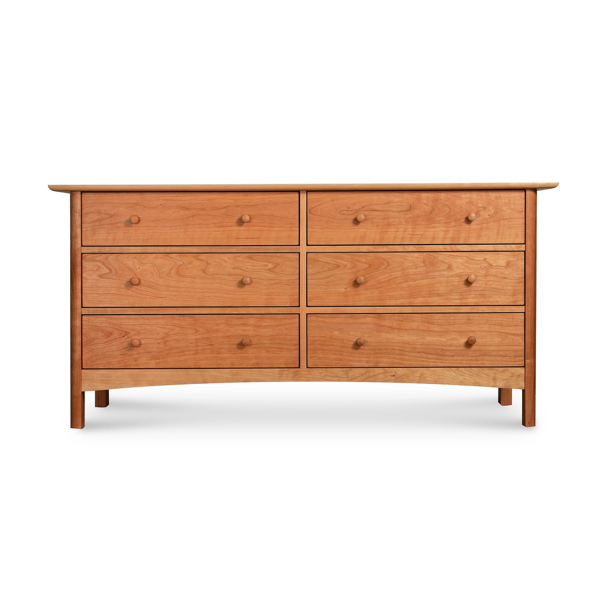 Heartwood Shaker 6-Drawer Dresser by Vermont Furniture Designs, American made, showcases classic Shaker style with a 3x2 layout and round knobs.