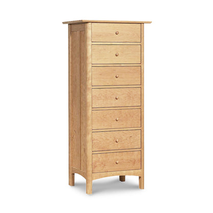 Heartwood Shaker 7-Drawer Lingerie Chest by Vermont Furniture Designs, featuring handcrafted round knob handles.