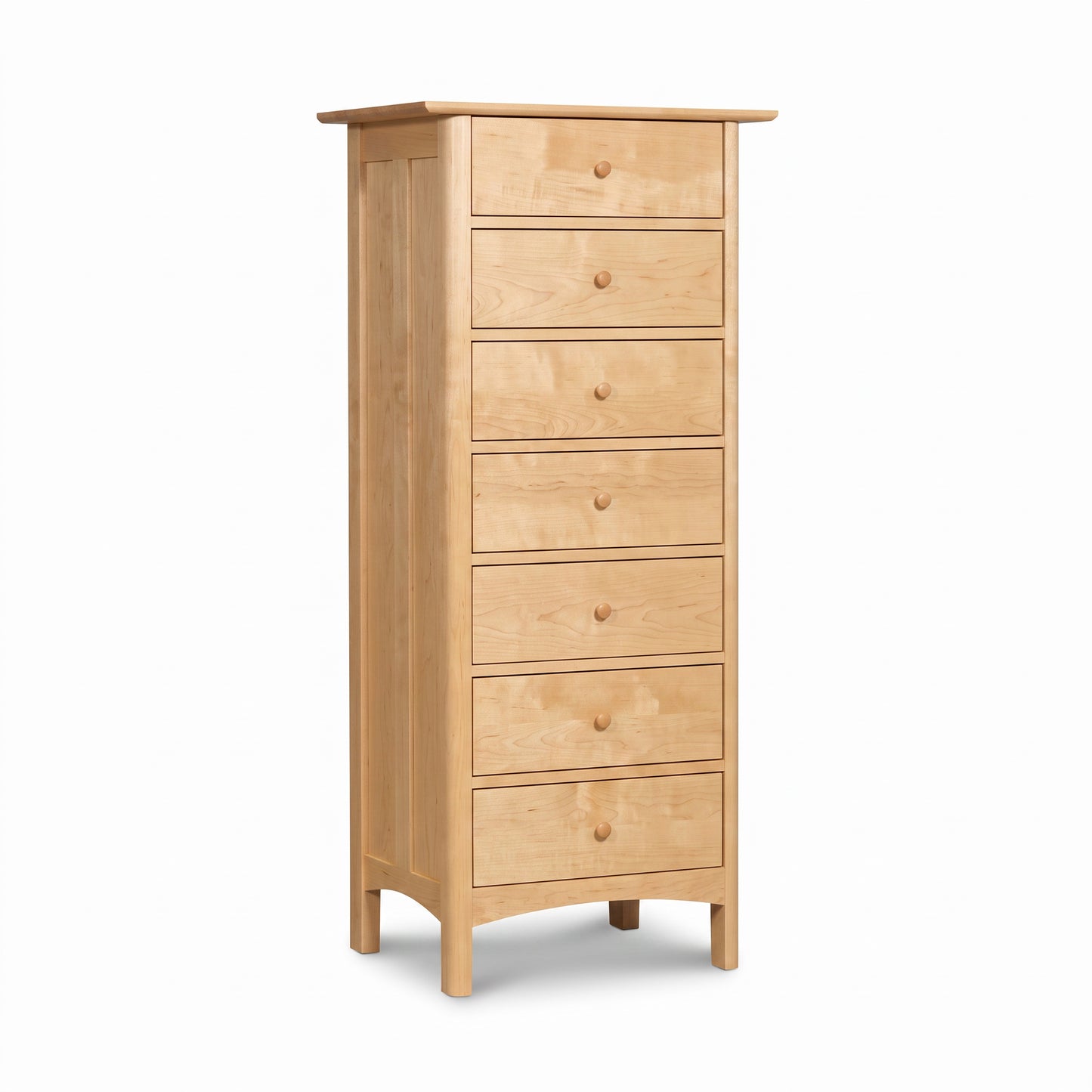 Heartwood Shaker 7-Drawer Lingerie Chest by Vermont Furniture Designs features elegant craftsmanship and sturdy four-leg construction.