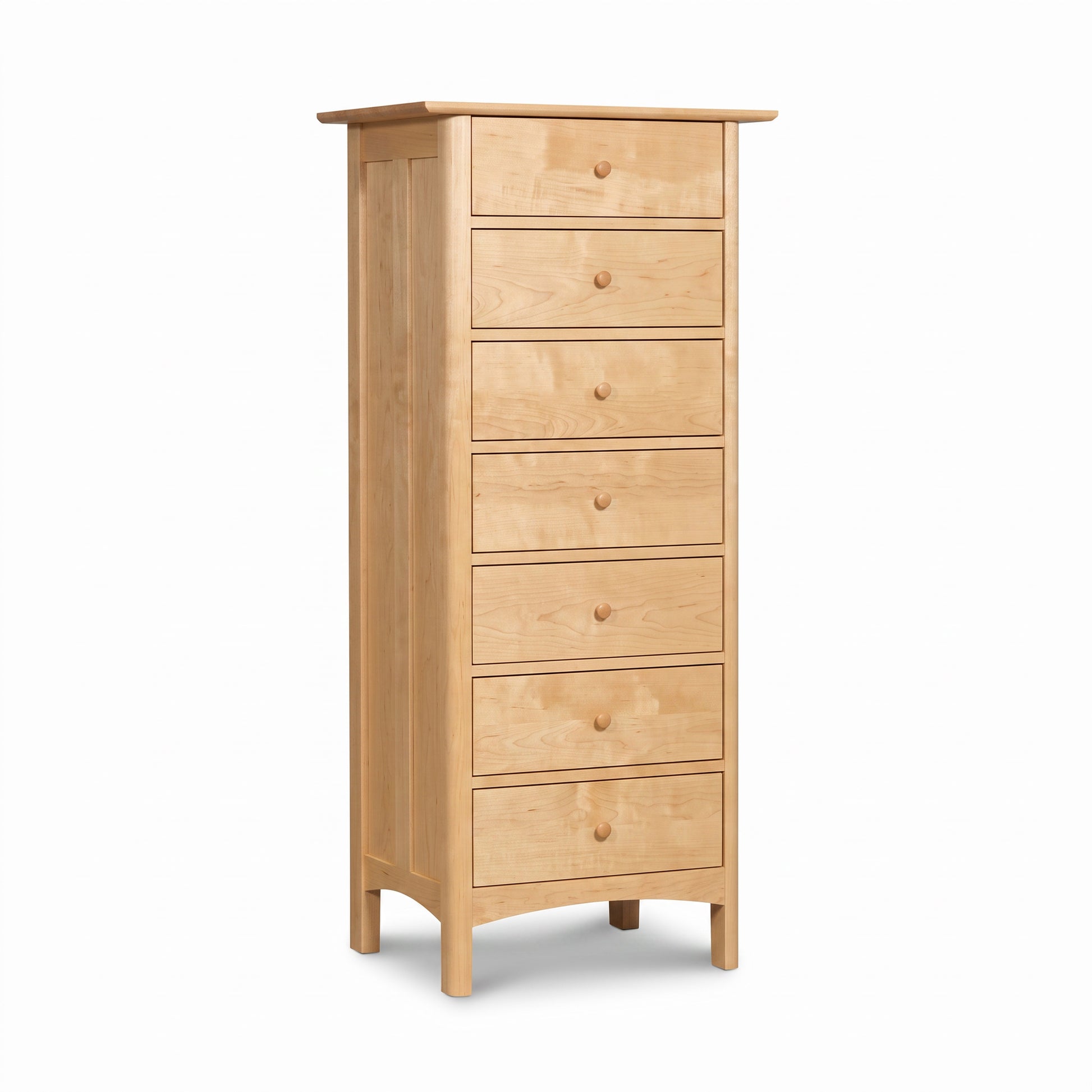 Heartwood Shaker 7-Drawer Lingerie Chest by Vermont Furniture Designs features elegant craftsmanship and sturdy four-leg construction.