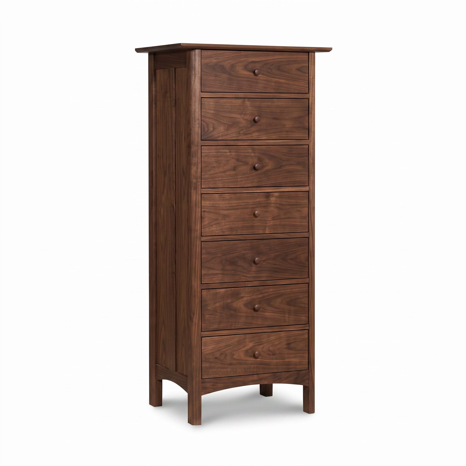 Heartwood Shaker 7-Drawer Lingerie Chest by Vermont Furniture Designs, handcrafted American wood chest with round knobs, elegant and durable.