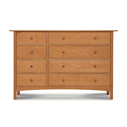 Heartwood Shaker 8-Drawer Dresser by Vermont Furniture Designs, showcasing a minimalist design, eco oil finish, and round wooden knobs.