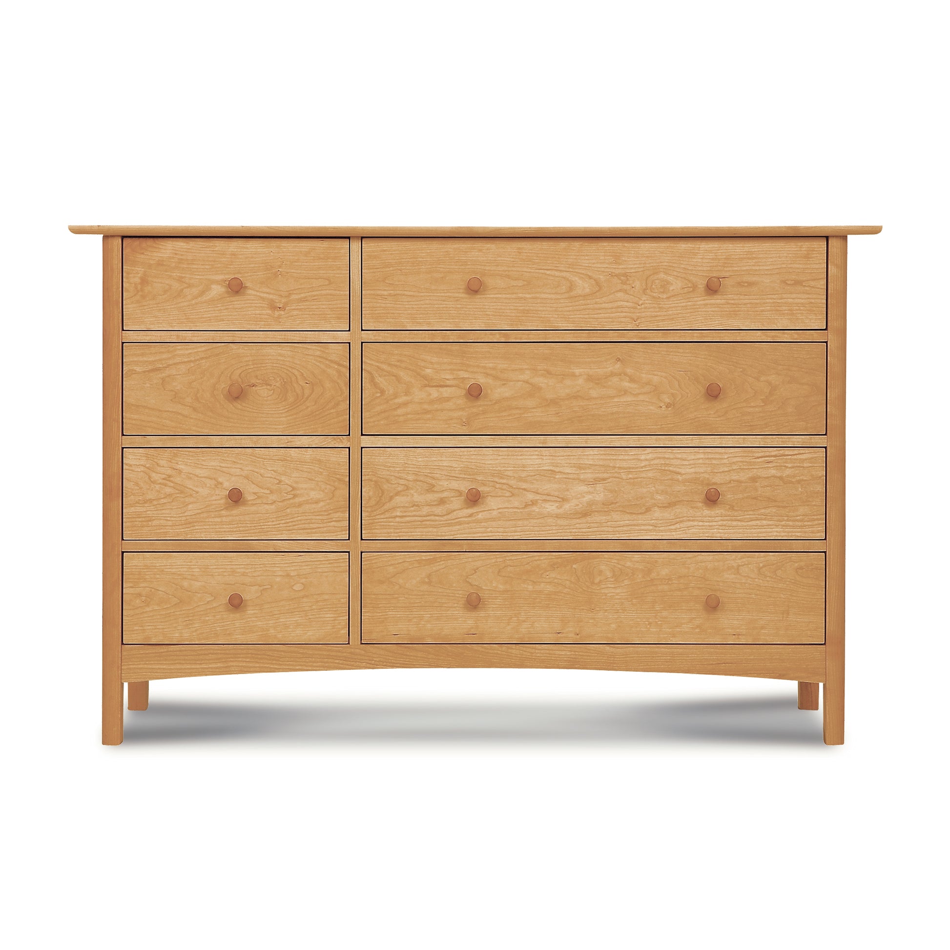 A luxurious Heartwood Shaker 8-Drawer Dresser #2 by Vermont Furniture Designs on a white background.