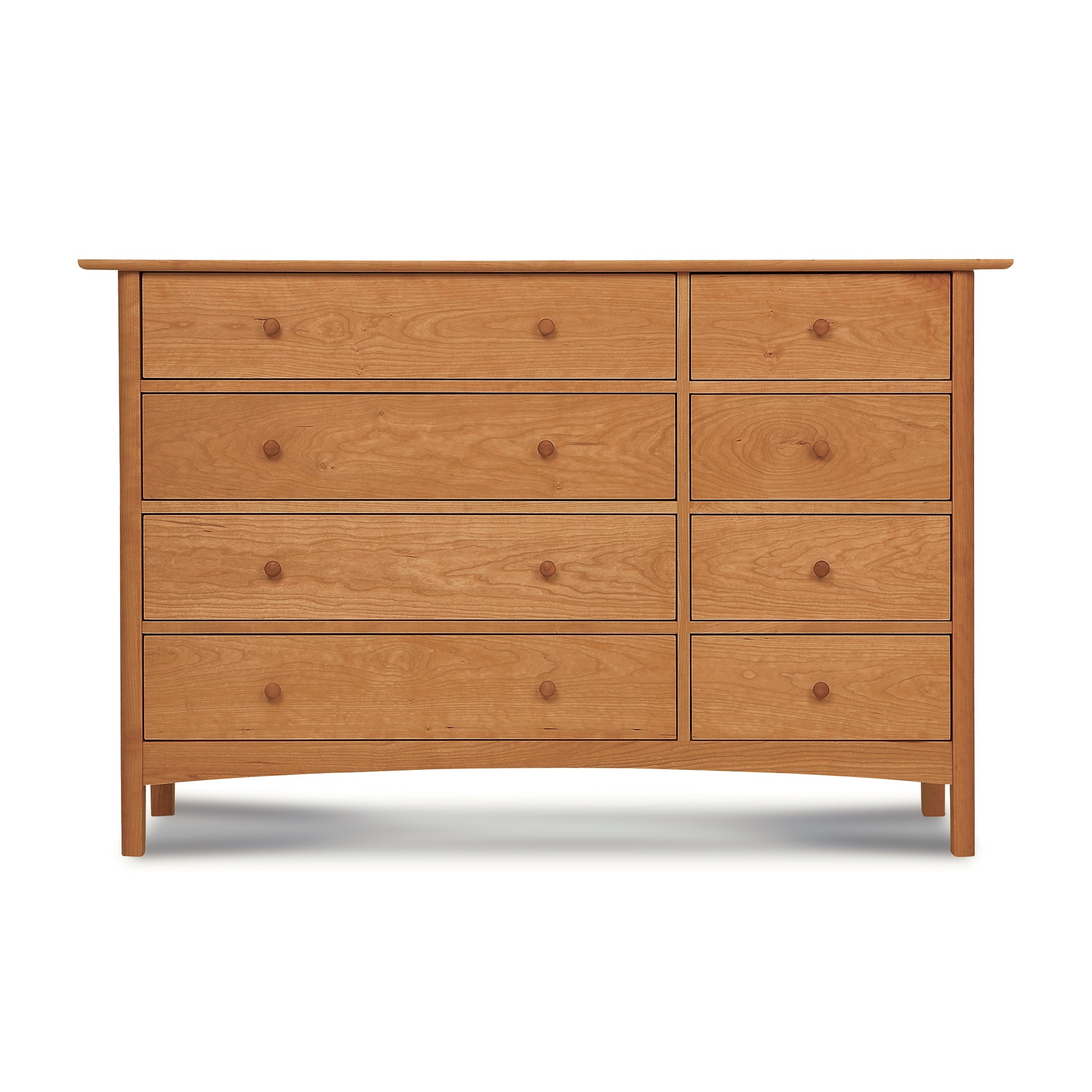 A luxury Heartwood Shaker 8-Drawer Dresser #2 by Vermont Furniture Designs, featuring drawers, on a white background.
