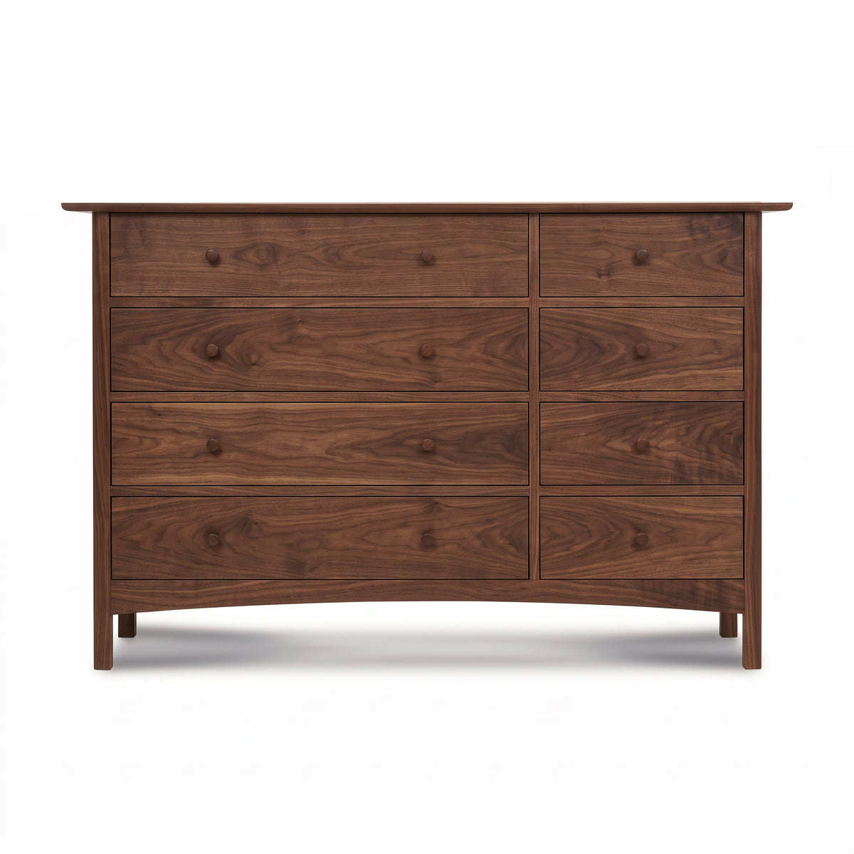 Heartwood Shaker 8-Drawer Dresser by Vermont Furniture Designs, crafted from solid hardwood with visible natural wood grain and eight large drawers.