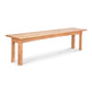 A contemporary Vermont Furniture Designs Heartwood Shaker Dining Bench on a white background.