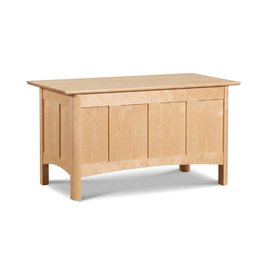 Heartwood Shaker Blanket Chest by Vermont Furniture Designs in solid wood, handcrafted with a flat lid and paneled design.