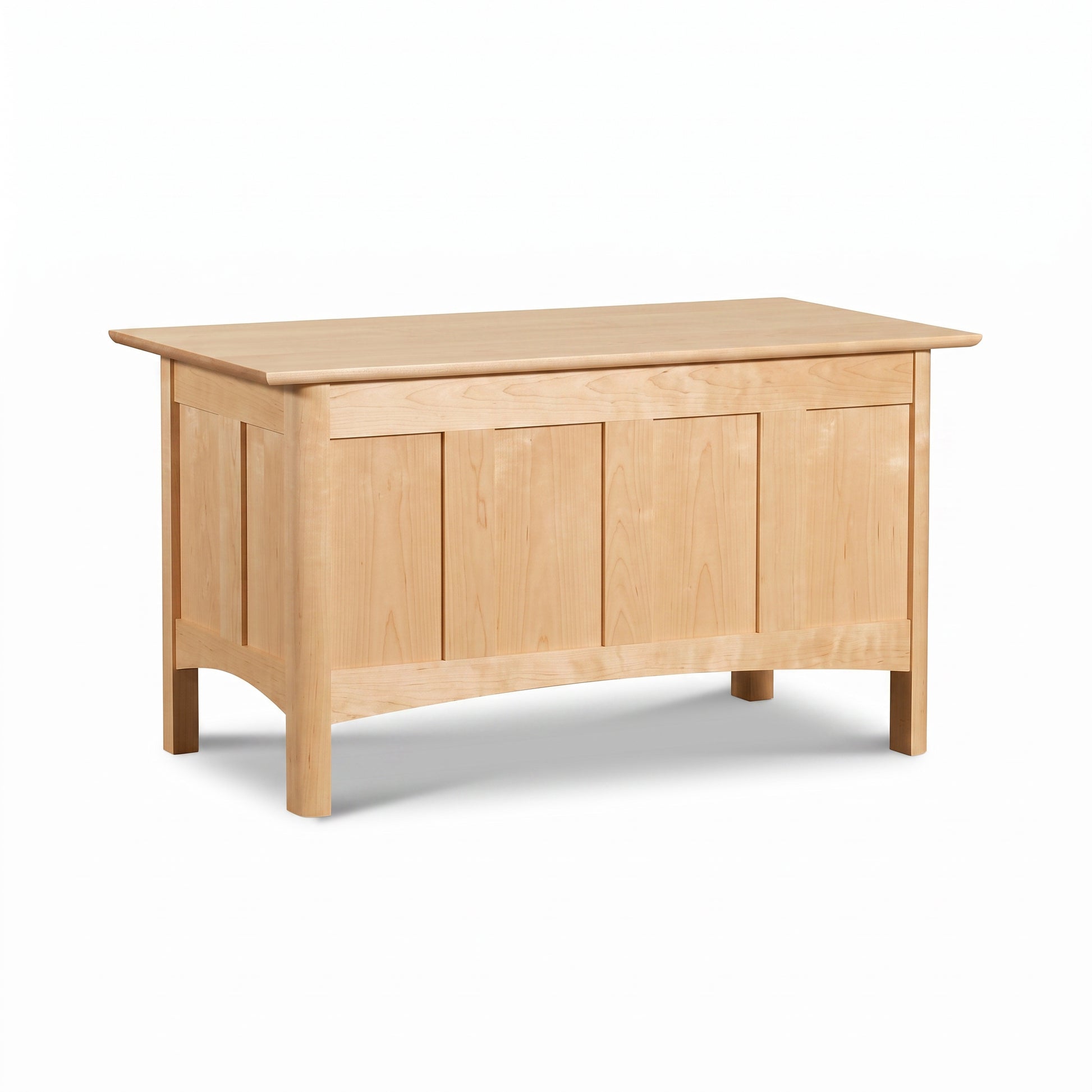Heartwood Shaker Blanket Chest in solid cherry, featuring paneled sides and a hinged lid, handcrafted by Vermont Furniture Designs.
