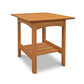 Heartwood Shaker Lamp Table in solid wood with a slatted shelf and eco-friendly oil finish, crafted by Vermont Furniture Designs.