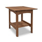 Heartwood Shaker Lamp Table by Vermont Furniture Designs, handcrafted in solid wood with four legs and a slatted shelf.